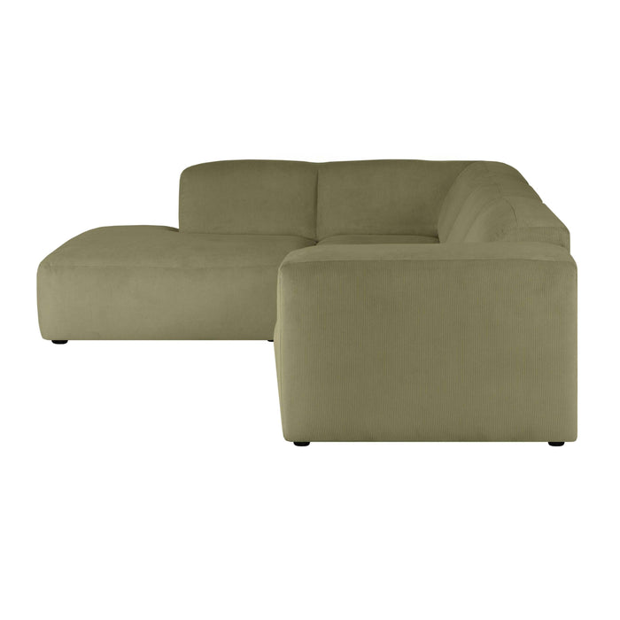 by fonQ Wonder 4-zits Hoekbank Links - Open Eind - Rib - Mosgroen