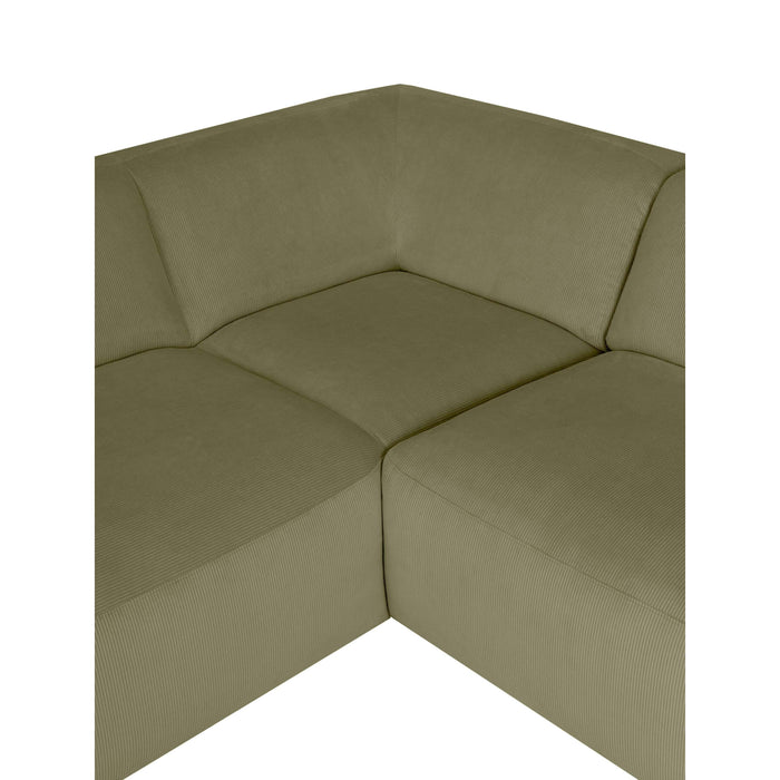 by fonQ Wonder 4-zits Hoekbank Links - Open Eind - Rib - Mosgroen