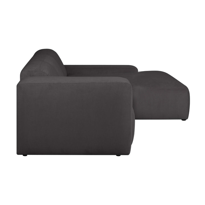 by fonQ Wonder 4-zits Hoekbank met Chaise Longue Rechts - Rib - Antraciet