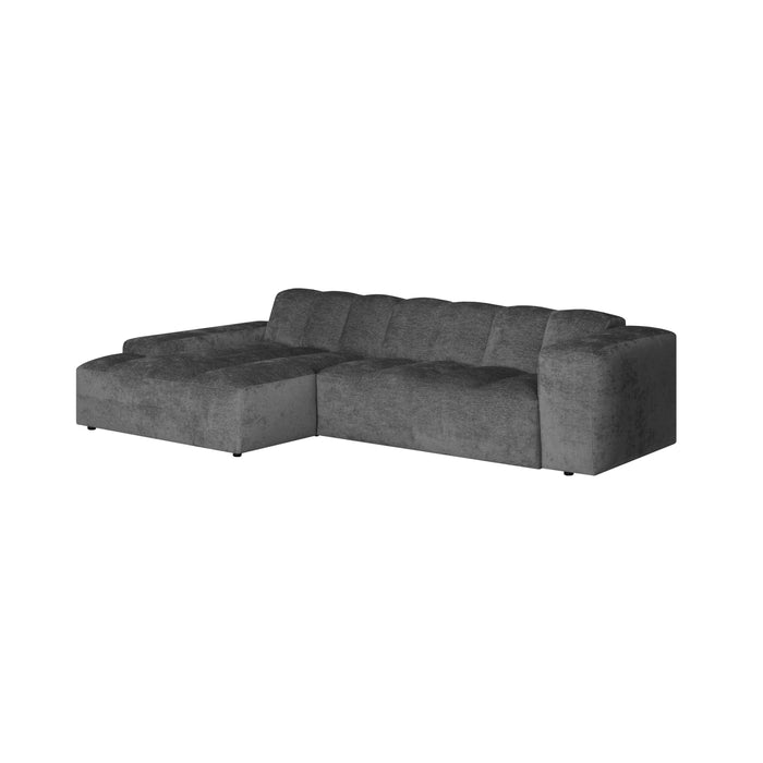by fonQ Plume 3-zits Hoekbank met Chaise Longue Links - Chenille - Antraciet