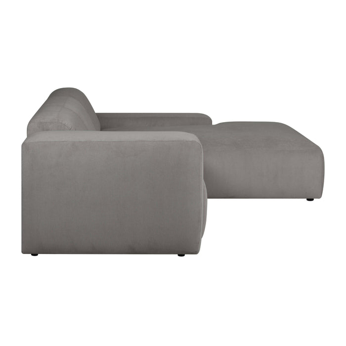 by fonQ Wonder 4-zits Hoekbank met Chaise Longue Rechts XL - Rib - Grijs