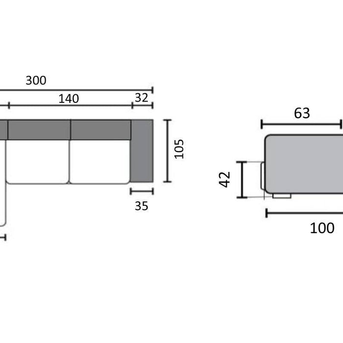 by fonQ Plume 3-zits Hoekbank met Chaise Longue Links - Chenille - Antraciet