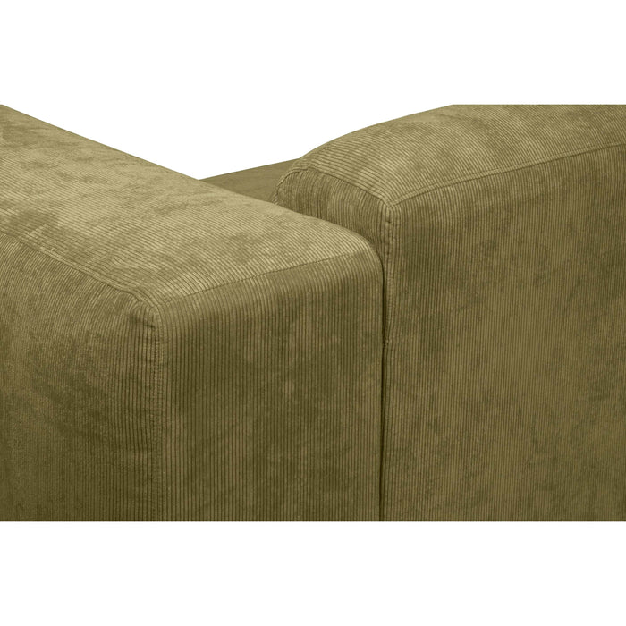 by fonQ Wonder 5-zits Hoekbank met Chaise Longue Links - Rib - Mosgroen