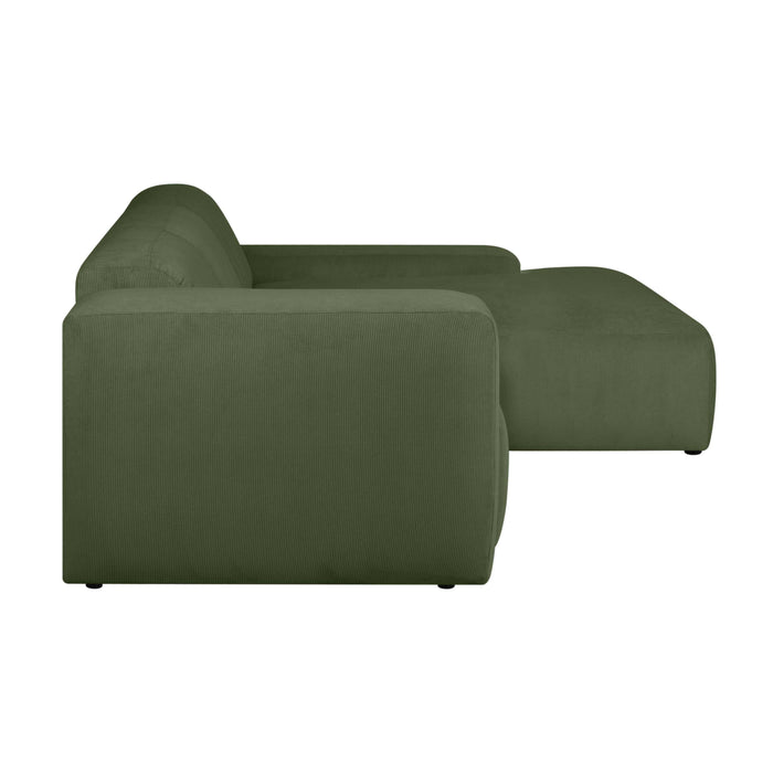 by fonQ Wonder 4-zits Hoekbank met Chaise Longue Rechts - Rib - Mosgroen