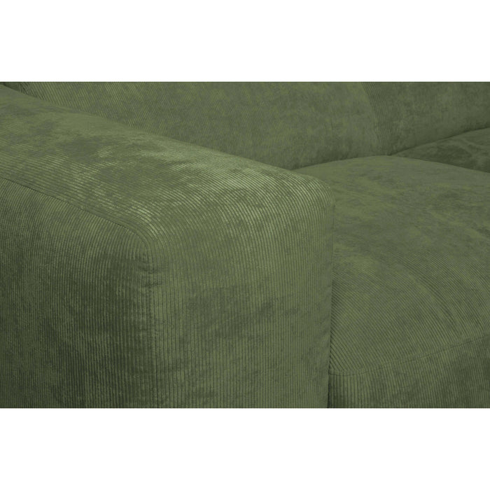 by fonQ Wonder 4-zits Hoekbank met Chaise Longue Rechts - Rib - Mosgroen