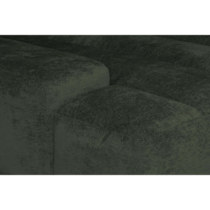 by fonQ Plume 3-zits Hoekbank met Chaise Longue Links - Chenille - Donkergroen
