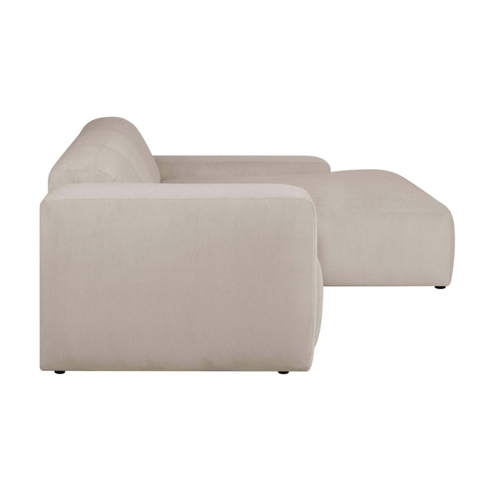 by fonQ Wonder 4-zits Hoekbank met Chaise Longue Rechts - Rib - Beige