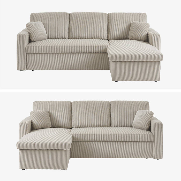 sweeek - 3-zits grote corduroy hoekbank