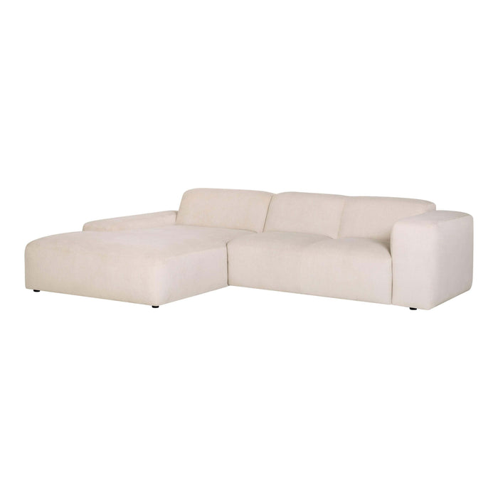 by fonQ Wonder 4-zits Hoekbank met Chaise Longue Links XL - Rib - Crème
