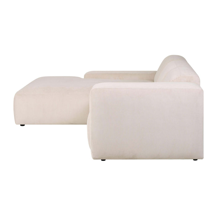 by fonQ Wonder 4-zits Hoekbank met Chaise Longue Links XL - Rib - Crème