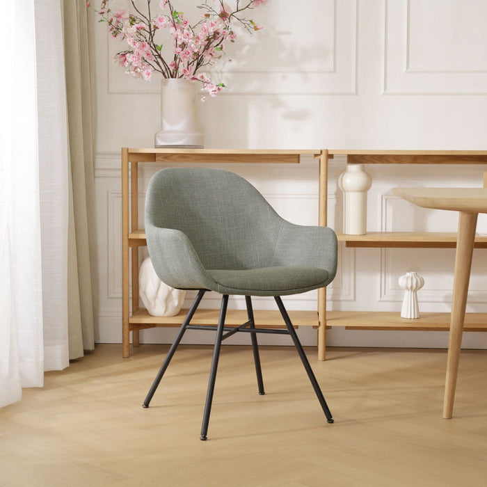 Nolon Noa-Mae Eetkamerstoel Saliegroen - Armleuning - Zwarte Poten