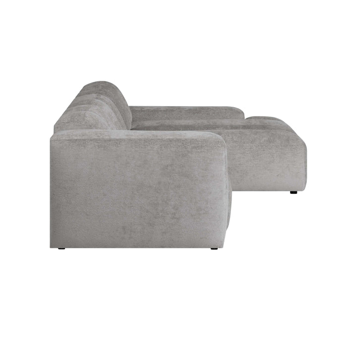 by fonQ Plume 3-zits Hoekbank met Chaise Longue Rechts - Chenille - Grijs