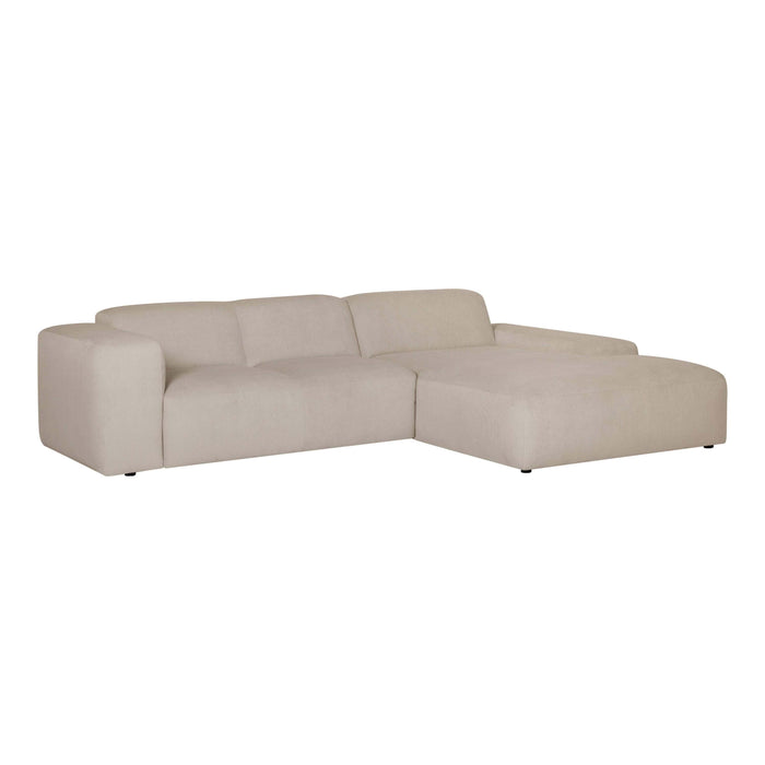 by fonQ Wonder 4-zits Hoekbank met Chaise Longue Rechts XL - Rib - Beige