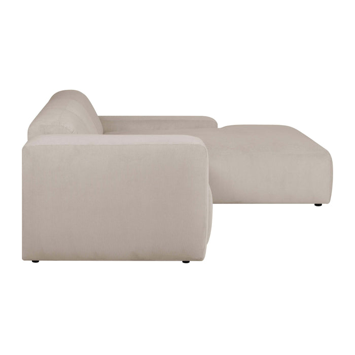 by fonQ Wonder 4-zits Hoekbank met Chaise Longue Rechts XL - Rib - Beige