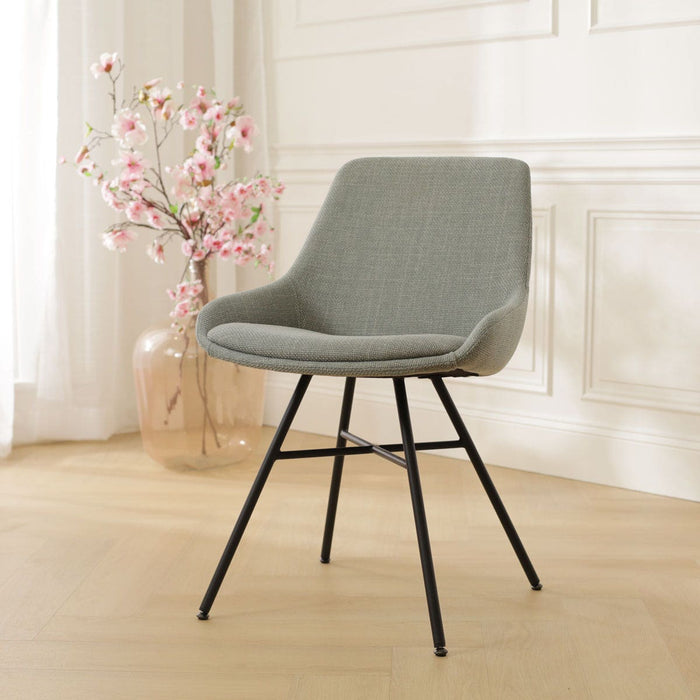 Nolon Noa-Isa Eetkamerstoel Saliegroen - Stof - Zwart Onderstel