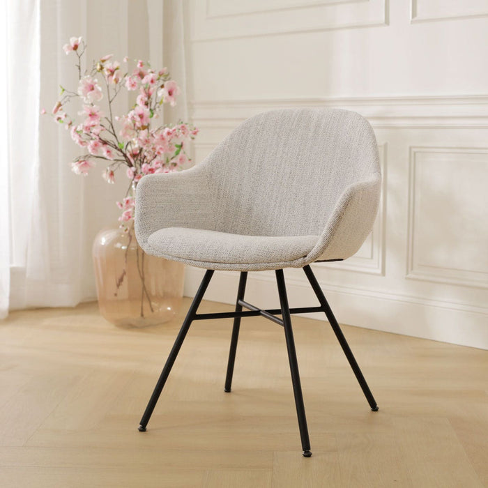 Nolon Noa-Mae Eetkamerstoel Beige Gemêleerd - Armleuning - Zwarte