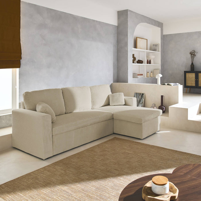 sweeek - 3-zits grote corduroy hoekbank