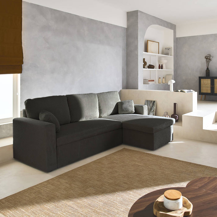 sweeek - 3-zits grote corduroy hoekbank