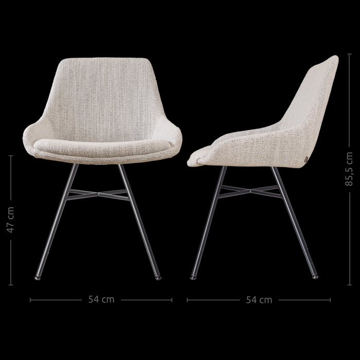 Nolon Noa-Isa Eetkamerstoel Beige Gemêleerd - Stof - Zwart Onderstel