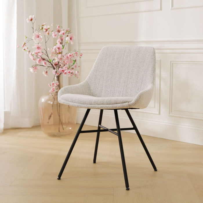 Nolon Noa-Isa Eetkamerstoel Beige Gemêleerd - Stof - Zwart Onderstel