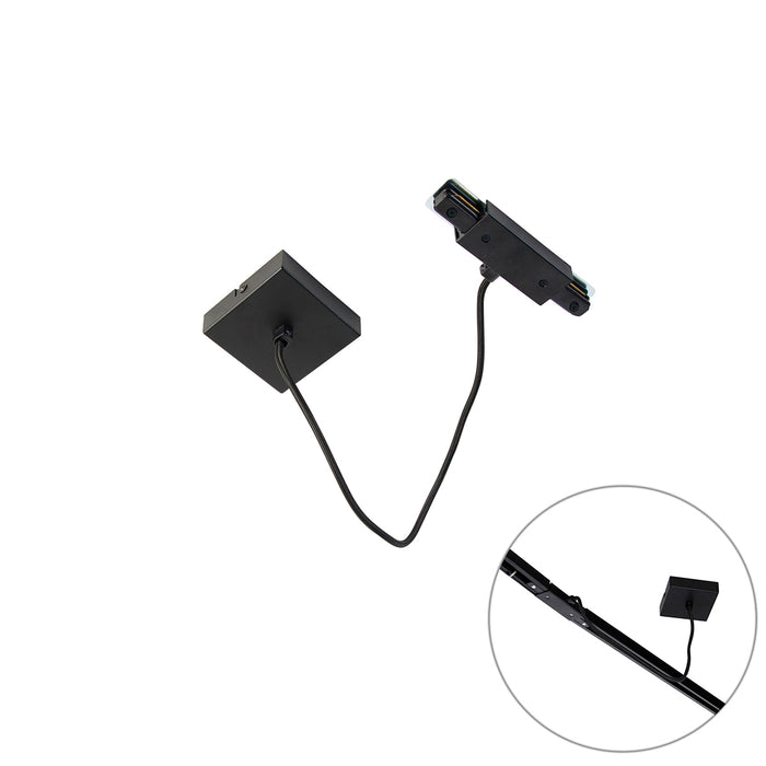 QAZQA I voeding met vierkante montageplaat voor 1-fase rail zwart -