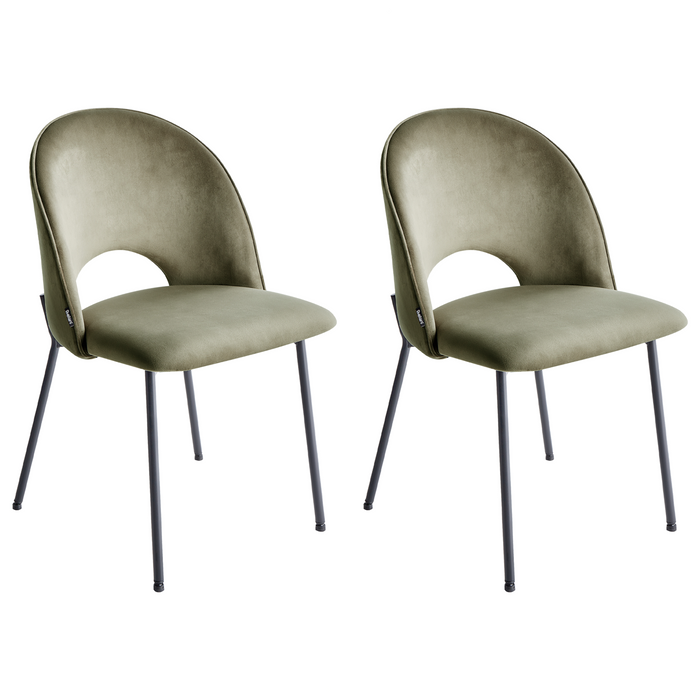 Beliani - COVELO - Eetkamerstoel set van 2 - Donkergroen - Fluweel