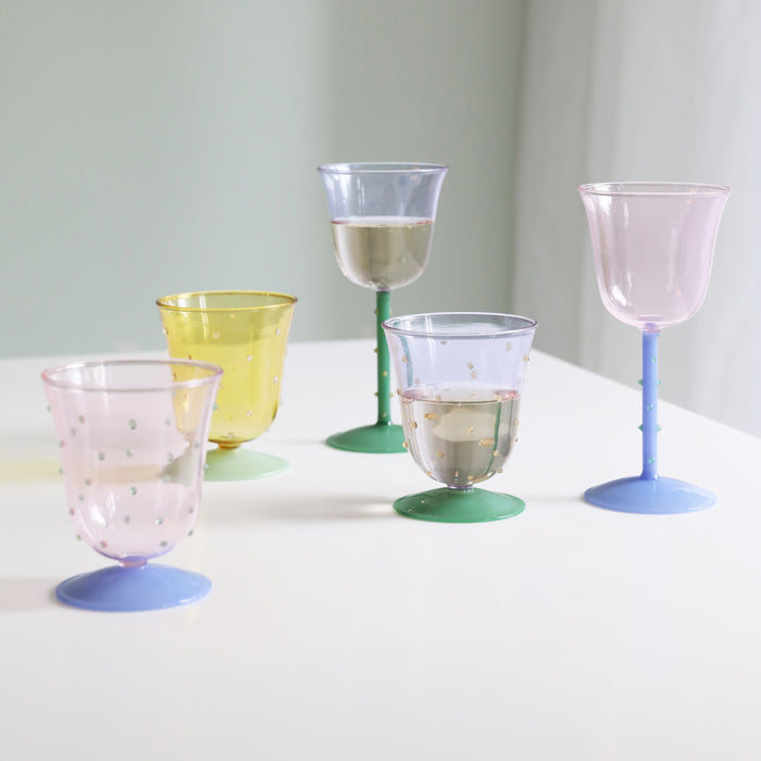 &k amsterdam Dot Waterglas - Roze - Set van 2