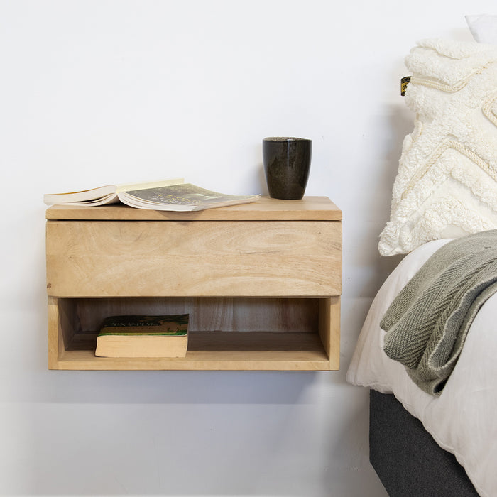 Giga Meubel - Nachtkastje Zwevend Naturel 45cm - 1 lade - Tessa