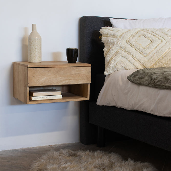 Giga Meubel - Nachtkastje Zwevend Naturel 45cm - 1 lade - Tessa