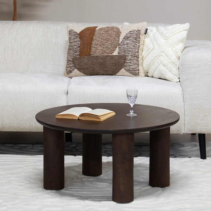Giga Meubel - Salontafel Rond Donkerbruin 75cm - Mangohout - Misao