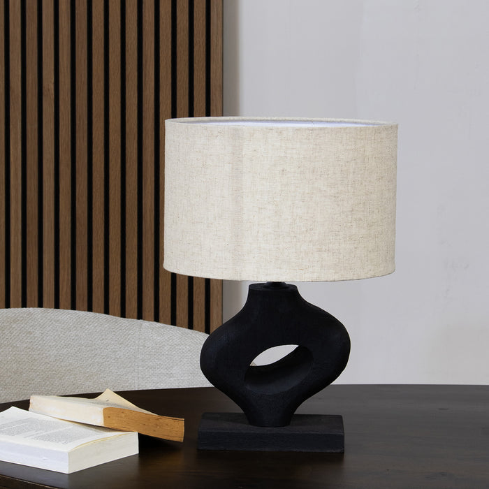 Giga Meubel - Tafellamp Zwart 40cm - Incl. Kap - Mangohout - Savio