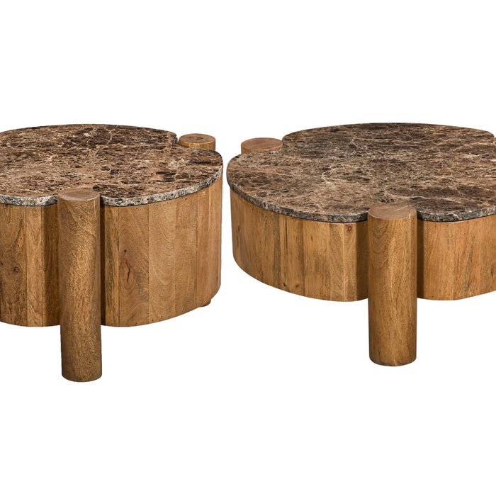 Giga Meubel - Salontafel Rond Marmer 60cm - Naturel Mangohout