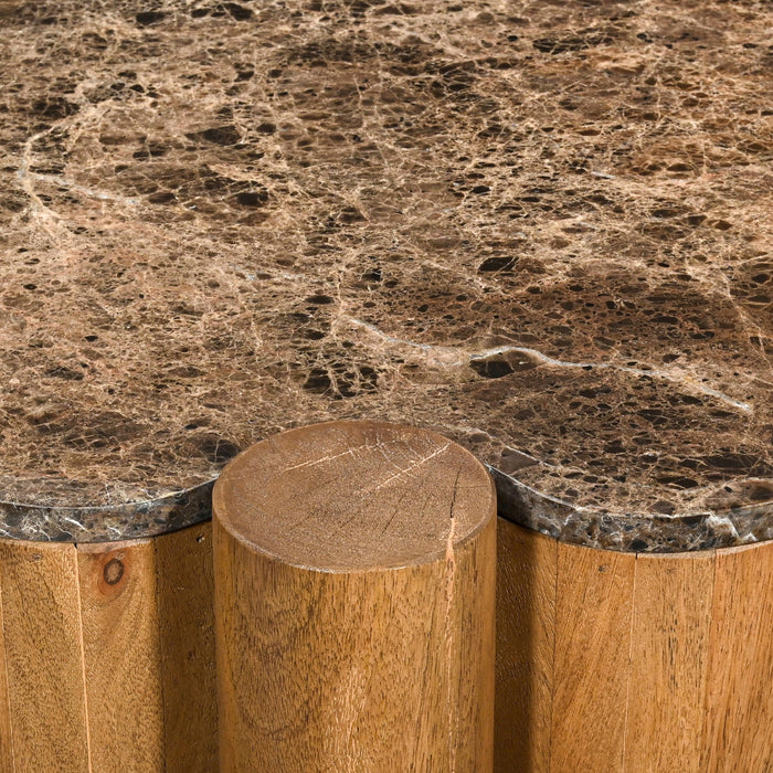 Giga Meubel - Salontafel Rond Marmer 60cm - Naturel Mangohout