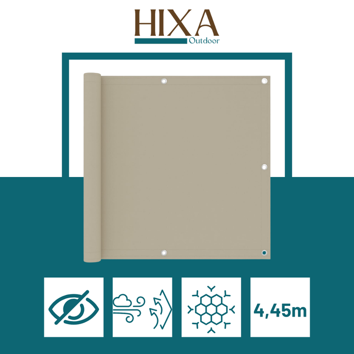 HIXA Balkonscherm Balkondoek Zonnescherm Winddicht 445x76 cm Zandkl...