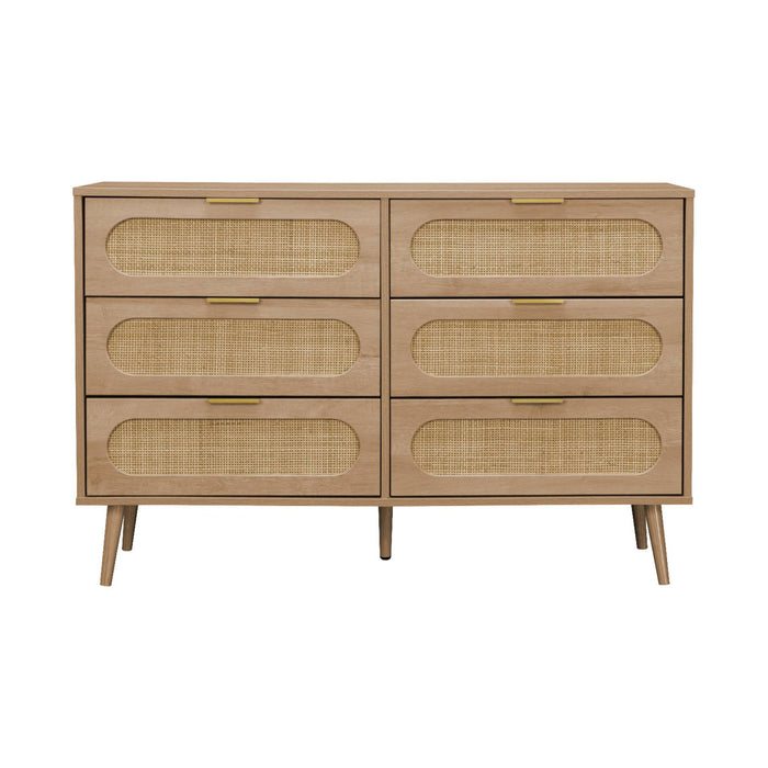 sweeek - Ladekast van hout en rotan, 6 laden