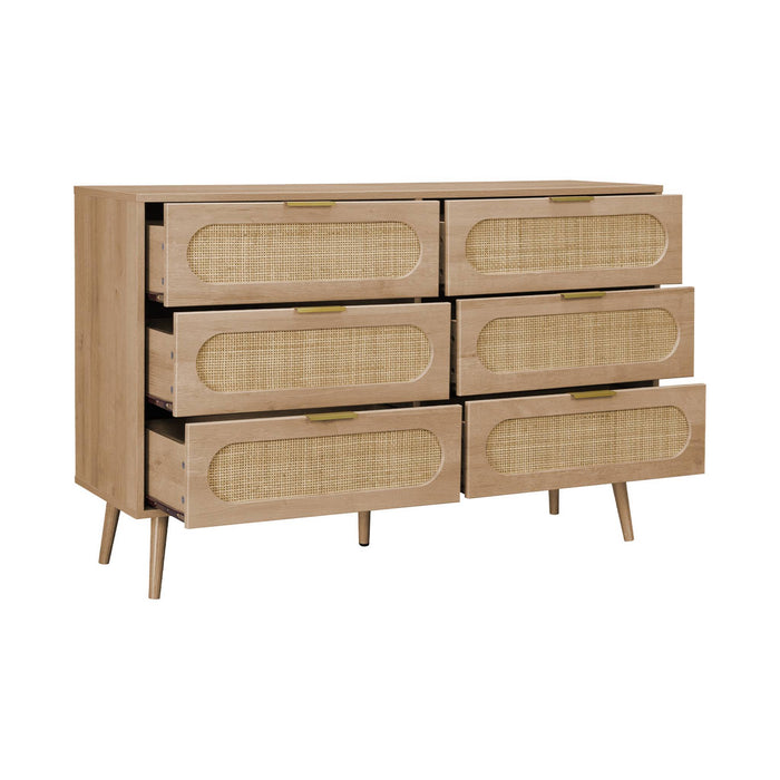 sweeek - Ladekast van hout en rotan, 6 laden