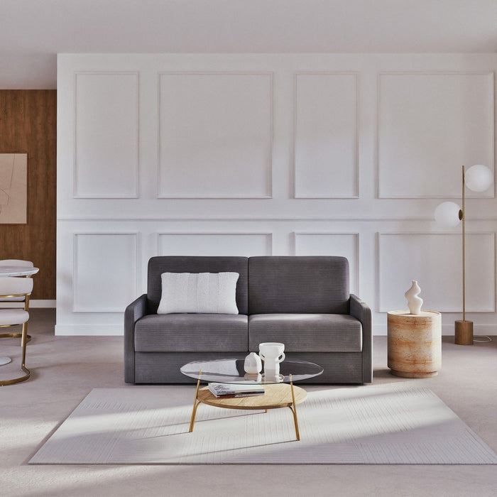 Calicosy - Slaapbank 3-zits in geribbeld fluweel Cosenza - Antraciet