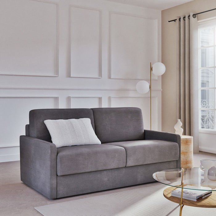 Calicosy - Slaapbank 3-zits in geribbeld fluweel Cosenza - Antraciet