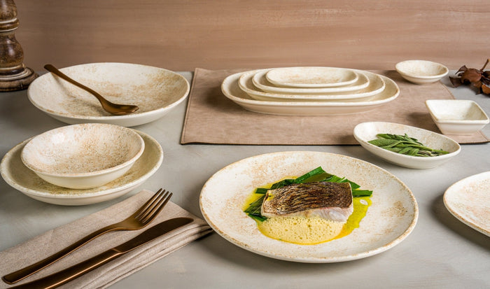 Bonna Diep bord - Nacrous - Porselein - 25 cm (1300cc) - set van 6