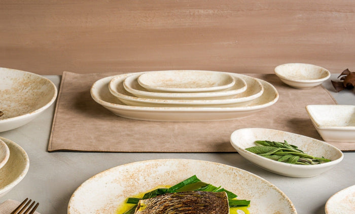 Bonna Serveerschaal - Nacrous - Porselein - 24x14 cm - set van 2