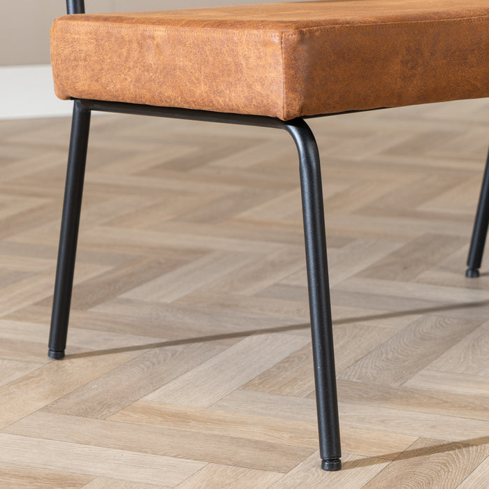 Bronx71 Industriële eetkamerbank Espen cognac eco-leer 190 cm