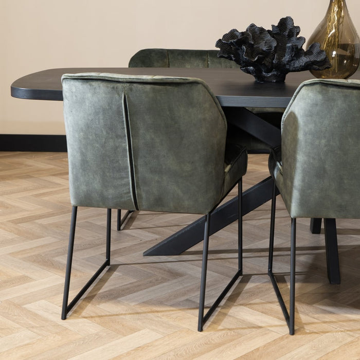 Bronx71 Velvet eetkamerstoel Janna groen