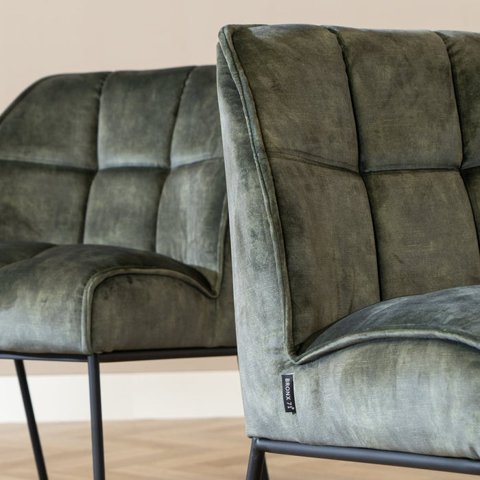 Bronx71 Velvet eetkamerstoel Janna groen