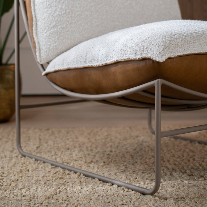 Bronx71 Fauteuil Maceo leer|bouclé cognac|beige