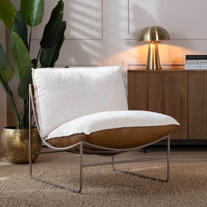 Bronx71 Fauteuil Maceo leer|bouclé cognac|beige