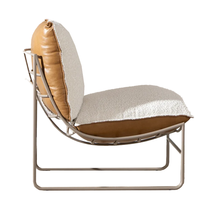 Bronx71 Fauteuil Maceo leer|bouclé cognac|beige