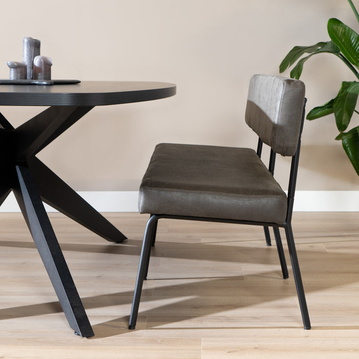 Bronx71 Industriële eetkamerbank Espen antraciet eco-leer 160 cm
