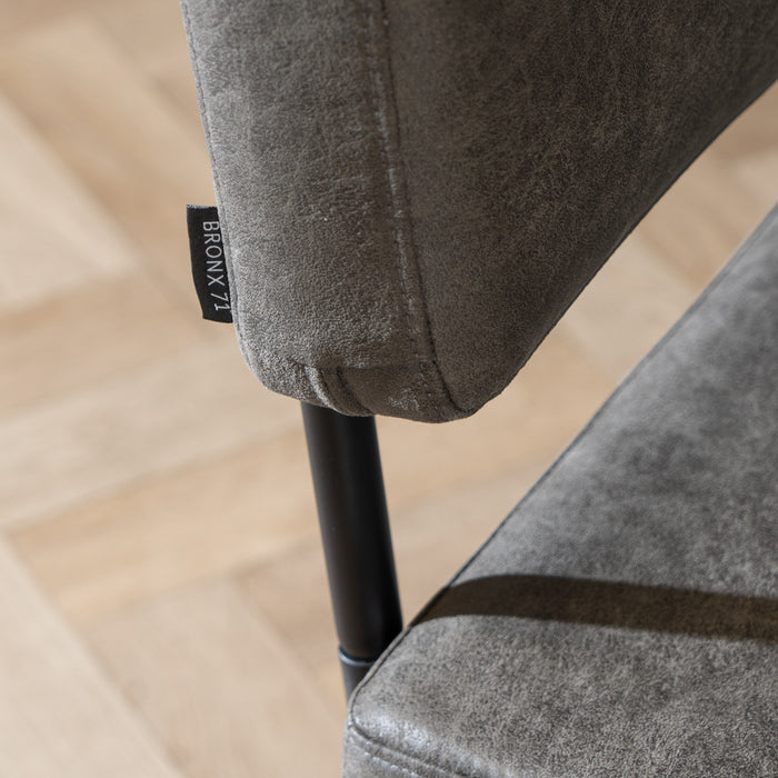 Bronx71 Industriële eetkamerbank Espen antraciet eco-leer 160 cm