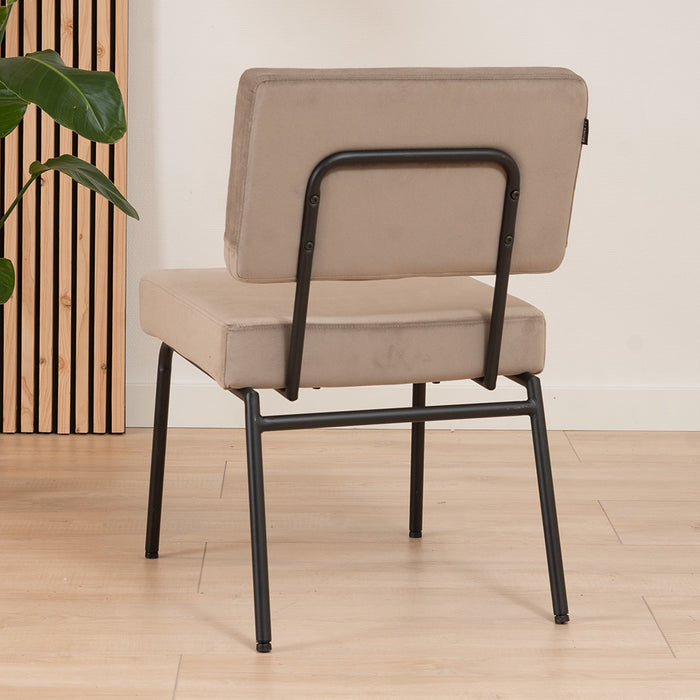 Bronx71 Velvet eetkamerstoel Espen taupe - Eetkamerstoelen set van 6