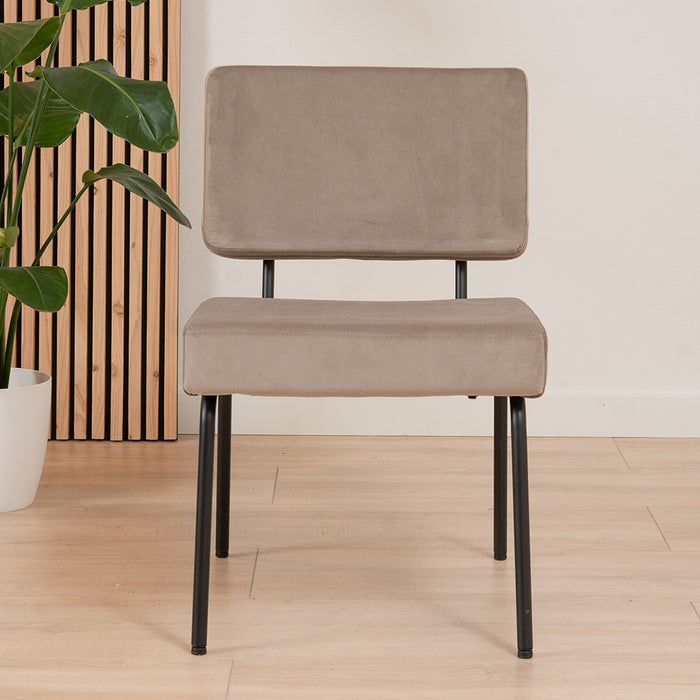 Bronx71 Velvet eetkamerstoel Espen taupe - Eetkamerstoelen set van 6